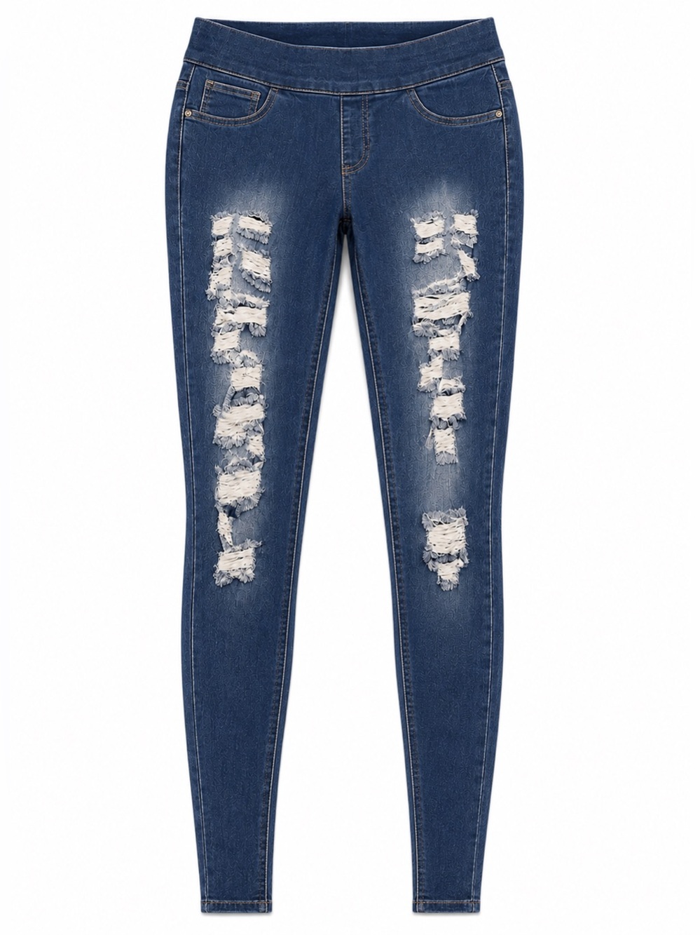 Hue Distressed Denim Jeggings in Blue Wash Size Small